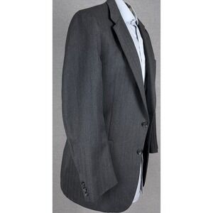 Vintage Kingsridge Berry Burk Charcoal Herringbone Blazer Sport Coat 38R USA